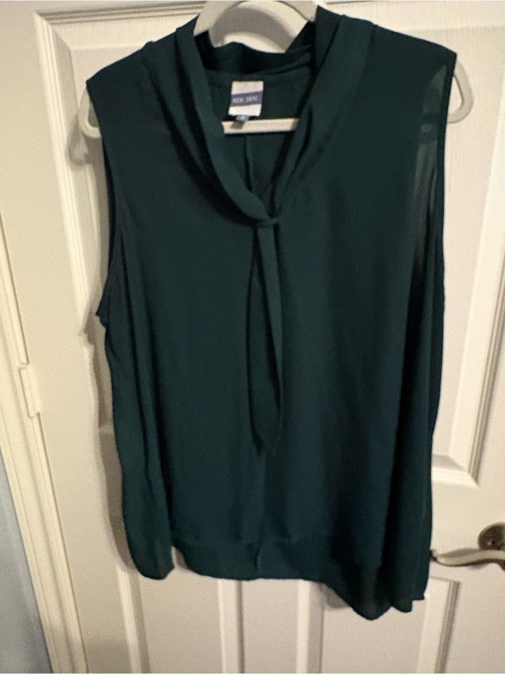311- hunter green tie neck blouse